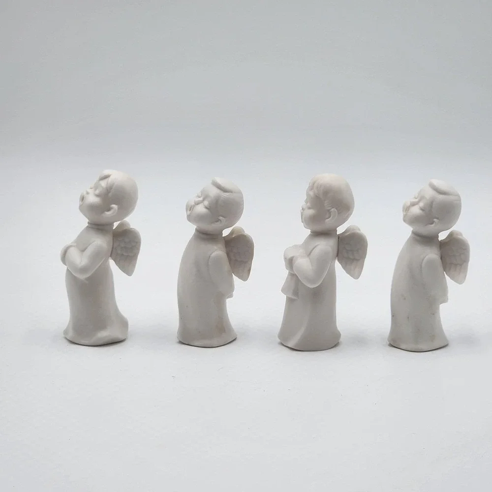 Vintage Schmid Bros Japan Bisque Porcelain Singing Angel Figurines Set‎ of 4